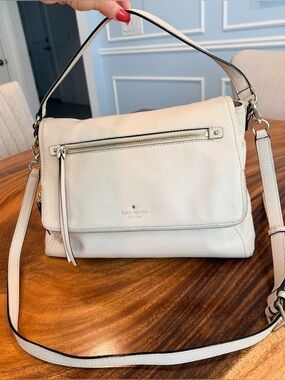 KATE SPADE Blush Pebbled Leather Shoulder Bag w Gold Hardware GUC